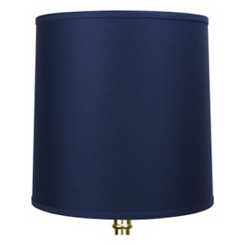 FenchelShades.com 14" Top Diameter x 15" Bottom Diameter x 15" Height Fabric Drum Lampshade Spider Hardware (Linen Navy Blue)