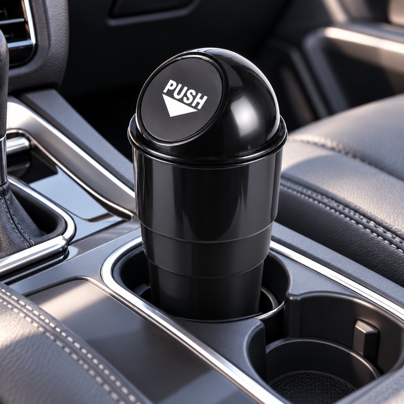 Car Trash Can with Lid for Cup Holder – Compact