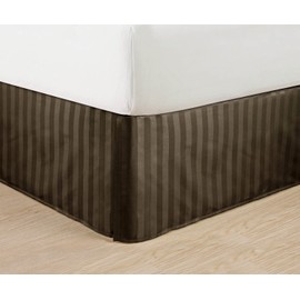 Wrinkle Free - Egyptian Quality STRIPE Bed Skirt - Pleated Tailored 14" Drop - All Sizes and Colors, King, Black