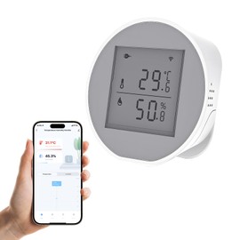 eMylo WiFi Thermometer Hygrometer Indoor Tuya Bluetooth Room Thermometer WiFi Temperature Sensor with Smart App, LCD Screen Digital Thermo-Hygrometer, 7.5 x 7.5 cm
