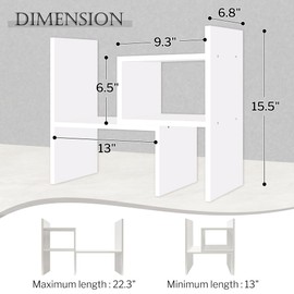 Jerry & Maggie - Desktop Organizer Office Storage Rack Adjustable Wood Display Shelf | Birthday Gifts - Toy - Home Decor | - Free Style Rotation Display - True Natural Stand Shelf (White)