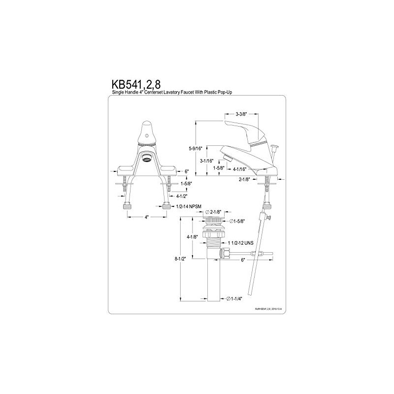 Kingston Brass KB542 Chatham Center Set Bathroom Faucet with Pop-Up,