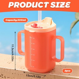 HOVCEH 2 PCS Elderly Spill Proof Cups, 300 ml Unspillable Cup with 2 Handles, Elderly Drinking Cup, Feeding Cup Drinking Cup with Lid and Straw, Adult