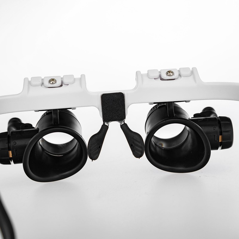 Loupe Magnifier Glasses Head Mount with LED Light Adjustable Glasses