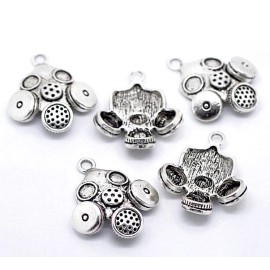 Unbranded 2 Gas Mask Charms Antique Silver Tone - SC1526