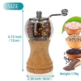 1-piece classic hand shake pepper mill gorgeous salt set, EP material acrylic, ceramic blades with adjustable coarse mill, enjoy your best freshly ground pepper sea salt (1 piece)