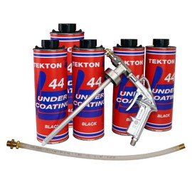Tekton44 Undercoating for Trucks, Black Sprayable Auto Undercoating (5 Liter Cans + 1 Spray Gun + 1 Spray Wand), 5 Cans + 1 Spray Gun + 1 Wand