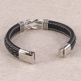 To My Son Bracelet From Mom Braided Leather Cuff Bracelet Black Magnetic Leather Bracelet Men's Stainless Steel Wristband Inspirational Birthday Gift From Mom