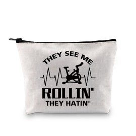 BDPWSS They See Me Rollin They Hatin Spin Class Gift Cycling Lovers Gift Funny Spinning Gym Makeup Bag Workout Fitness Gift (Rolling Spin bagCA)