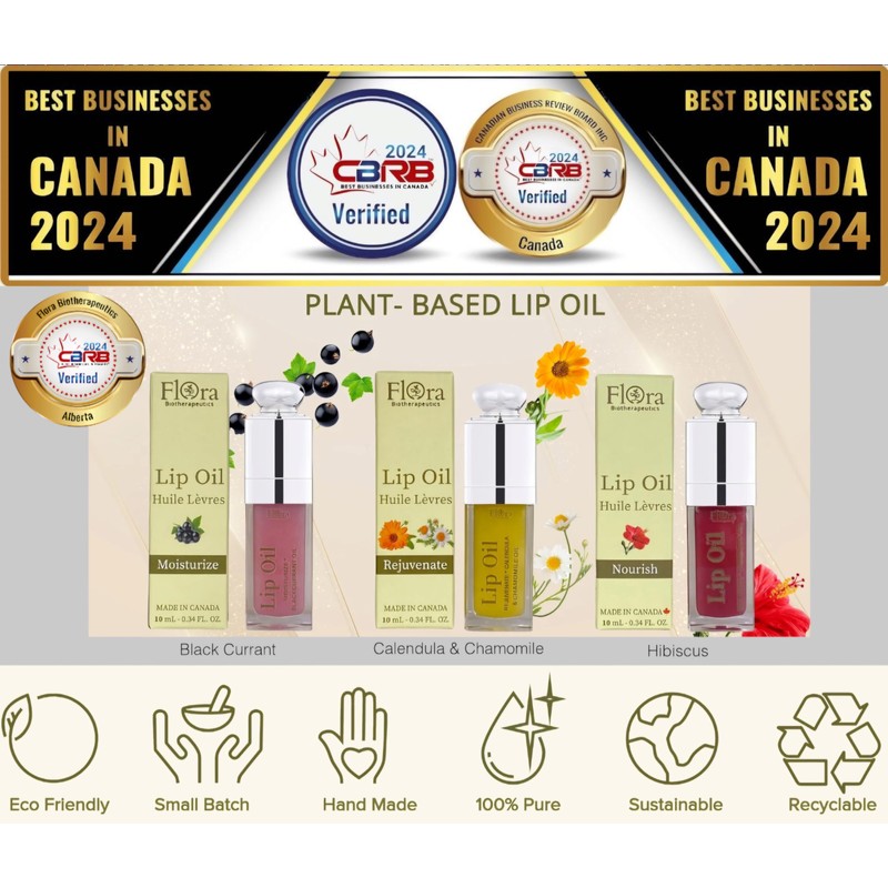 Flora Calendula & Chamomile Lip Oil | Organic, Plant-Based |