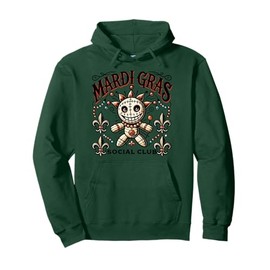Mardi Gras Voodoo Doll Social Club Fun Festive Vibes Pullover Hoodie