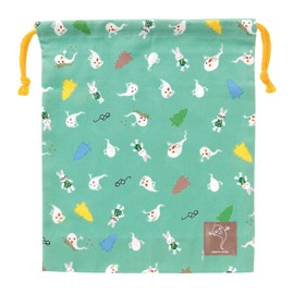 Gakken Staefl K10074 Sena Keiko Lunch Bag, Large Size, Drawstring Lunch Bag, Glasses Rabbit