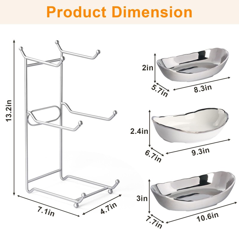 LIJINGCHEN Fruit Bowl for Kitchen Counter, 3 Tier Ceramic Fruit