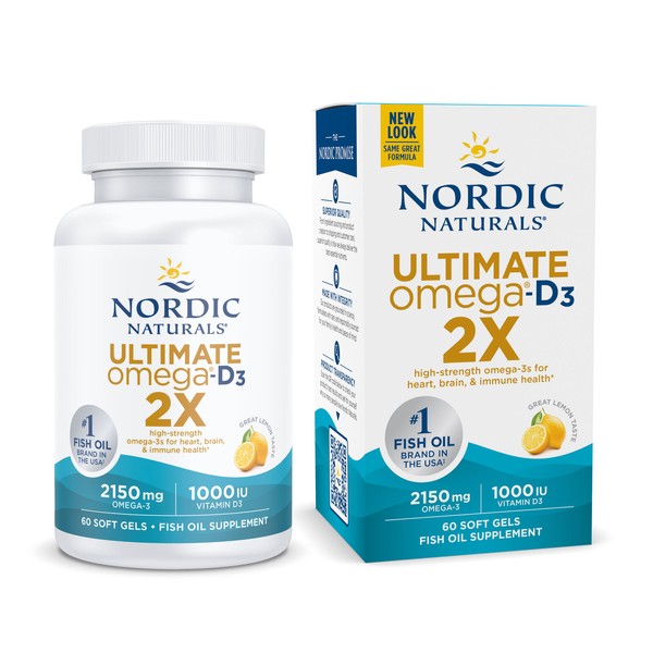 Nordic Naturals Ultimate Omega 2X - Vitamin D3, Supports Overall Health, 60 Ct