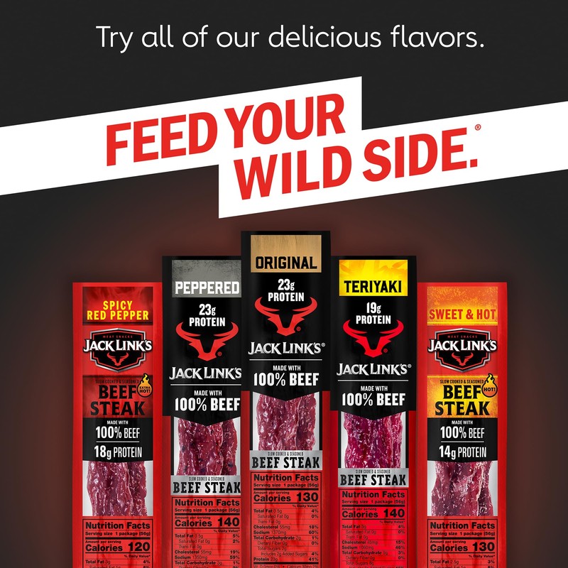 Jack Link's Beef Steak, Sweet & Hot - Protein Snacks,