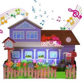 YunXianger Mother's Day Card, Light and Music 3D Pop up Happy Mother's Day Card, Funny 3D House Pop Up Mother's Greeting Card with Envelope for Daughter Mom Wife Women Sister Daughter in Law