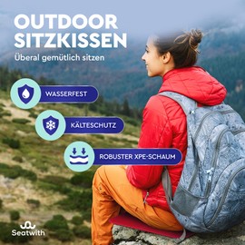 Set of 2 Outdoor Seat Mats/Foldable Insulated Thermal Seat Cushion with Carry Bag and Carabiner Hooks for Ideal Attachment to Backpack Maximum Protection Against Cold, Moisture and Dirt + Outdoor