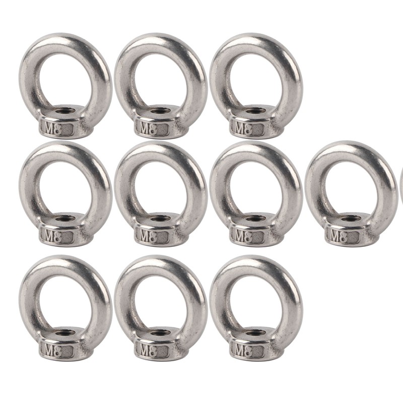 10Pcs Lifting Eye Nut Stainless Steel Ring Shape Fastener Tools