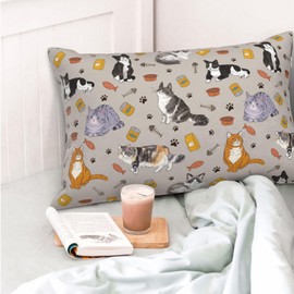 Majoug 20x30 Inch Cute cat Standard Pillow Cases, Ultra Soft Microfiber Pillow Cover, Hidden Zipper, for Bedroom Couch Living Room Decor Gifts