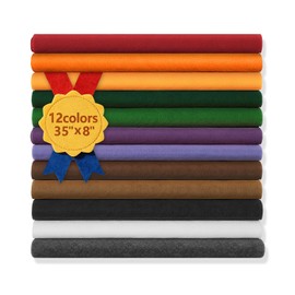 Large Stiff Felt Sheets Bundle, Felt Fabric Sheets for Crafts 12 Rolls 8"x35" Assorted Colors for Kids DIY Craft Sewing Squares Nonwoven Patchwork Display, Festival Color