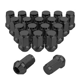 Set of 20 Black 1/2-20 Lug Nuts, Hunting Horse 20 pcs 1.38 inch Tall 60 Degree Conical Seat Closed End Bulge Acorn Lug Nuts, 3/4 inch 19mm Hex