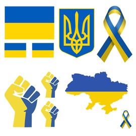 10 x Ukraine Iron on DIY Screen Print Transfer for Fabric Ukrainian Flag map Ribbon Freedom Crest