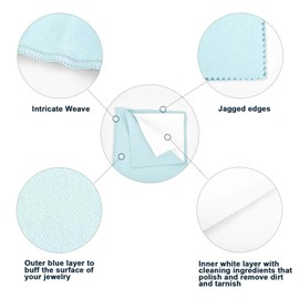 SEVENWELL 2pcs Jewelry Polishing Cleaning Cloth Large 10'' x 12'' for Sterling Silver Jewelry Gold, Diamond, Platinum, Precious Stones, Coins (Turquoise)