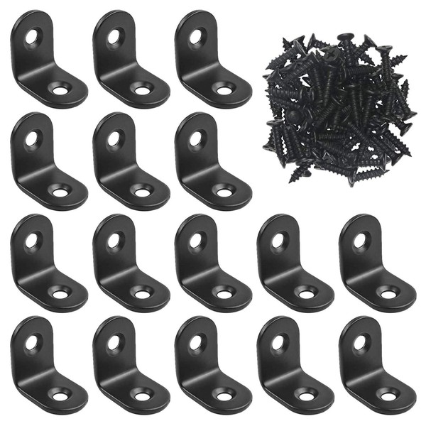 Samcos L-Shaped Metal Fittings, Black, 0.8 x 0.8 x 0.6