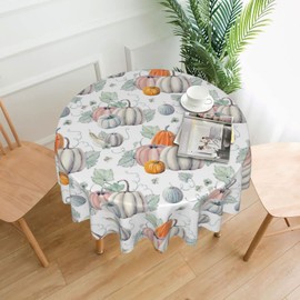 Fzvdcio Thanksgiving Round Tablecloth 70 Inch, Autumn Fall Harvest Pumpkin Tablecloths Stain Resistance Polyester Table Cloth for Holiday Parties Kitchen Dining Indoor Outdoor