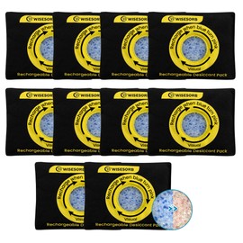 Wisesorb 100g Reusable Silica Gel Desiccant Packs, Rechargeable Dehumidifier Moisture Absorbers with Color Indicator for Storage, Gun Safes, Suitcases, 3D Printing Filaments, Electronics, Cars[10Pack]