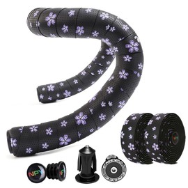 POMFAEE 2PCS Bike Handlebar Tapes, Bicycle Handlebar Tape, Road Bike Handlebar Tape, Cycling Handle Wraps, Comfortable, Durable, Anti-Slip, Sweat-Absorbing Design, BlackPurple YH