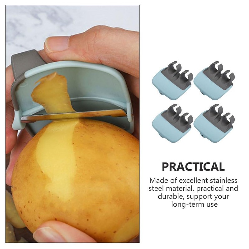 Alipis 4pcs Stainless Steel Finger Vegetable Peeler Ergonomic Design for