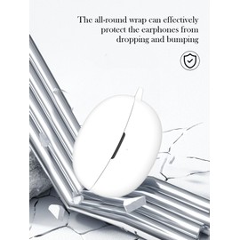 Case for QCY Crossky C30 Open Ear Headphones,Soft Protective,Shockproof, BOVUGAC Silicone Case Cover with Keychain & Cleaning Kit & Lanyard-White