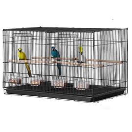 Happybuy 30-Inch Flight Bird Cage, Stackable Divided Cage for Parrots, Parakeets, Canaries, Cockatiels, Lovebirds, Finches, Budgies, Conures, and Macaws, Pet Travel Birdcage with Handle