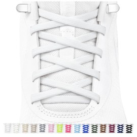 Stepace 2 Pairs of Elastic Shoelaces for Children and Adults, Sports Shoes, Trainers, Flat Shoelaces, Elastic Without Tying White 120