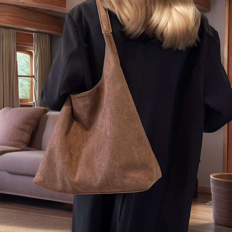 AdiStylinno Suede Tote Bags for Women, Large Capacity Suede Shoulder