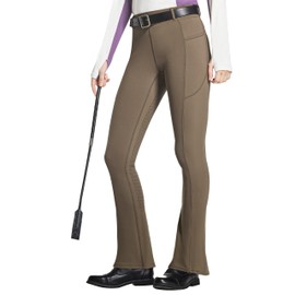 FitsT4 Sports Women's Full Seat Horse Riding Pants Bootcut Riding Tights with Pockets Equestrian Breeches for Women Brown S