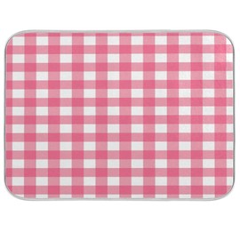Microfiber Dish Drying Mat, Buffalo Check Plaid Absorbent Dish Drying Rack Pads Kitchen Counter Mat 18Inch X 24Inch Pink White Tartan Pattern Checkered Heat Resistant Sink Mat Dish Draining Mat