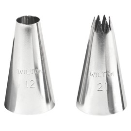 Wilton Round Piping Tip #12 and Open Star Piping Tip #21 Set