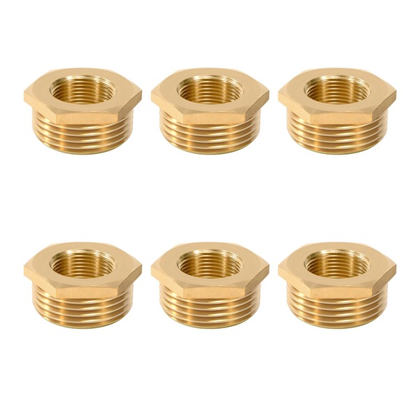 Brass Reducer, 1 Inch Male Thread x 1/2 Inch Female