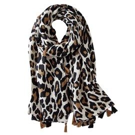LEX STANDARD SM002 Women's Scarf, Stole, Leopard Print, Large, Animal Design