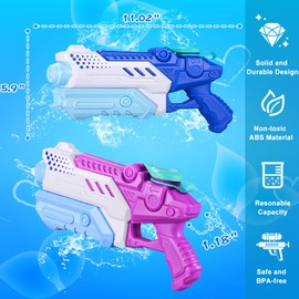 Quanquer Water Gun for Kids Adults - 6 Pack Soaker Squirt Water Guns with High Capacity Long Shooting Range - Super Water Blaster Pool Toys for Summer Swimming Beach Water Fighting
