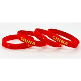 LLBFHH 4 Pcs China Chinese Country Flag Rubber Bracelets, National Flag Silicone Bracelet, Rubber Wristbands Patriotic Decorations Gift