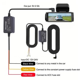 BAOHZ Hardwire Kit for Dash Cam with Acc Multi-Size, 24H Parking Monitoring, Low Voltage Protection, USB C Power Port for Car Dash Camera add a Circuit Fuses