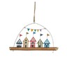 "Rustic Beach Huts with Flags in Driftwood" Decorative Seaside Theme