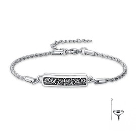 MEIDERBO Bee Urn Bracelet for Ashes for Women 925 Sterling Silver Bumble Bee Bar Cremation Bracelet Honey Cremation Memorial Keepsake Jewelry Gifts for A Loss of Loved Ones