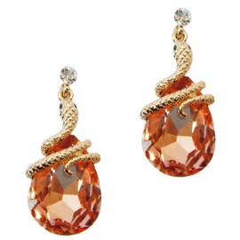 Navachi 18k Gold Plated Crystal Orange Zircon Snake Drop Dangle Az2622e Stud Earrings