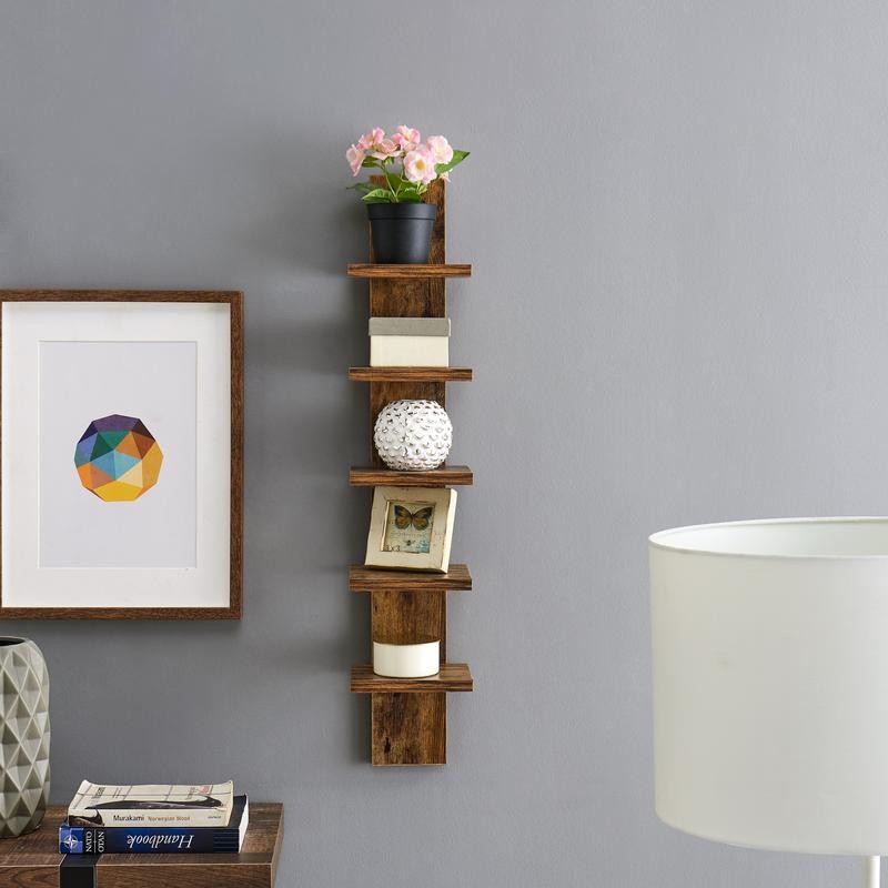 Utility Column Spine Wall Shelves - Color: Walnut