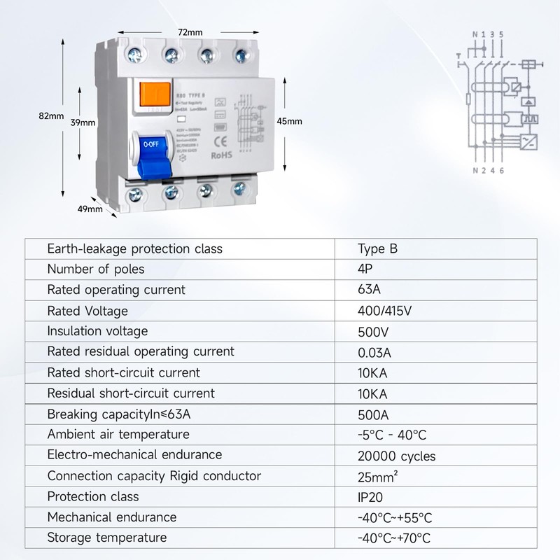 FI Circuit Breaker 63 A - 30 mA / 4-Pin