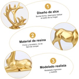 LSXD Renos Navideños Decorativos, Venados Decorativos Navidad de Resina 2 Piezas, Figuras de Renos Adornos de Navidad para Sala, Estatuas de Ciervos Navideños Decoración para Oficina